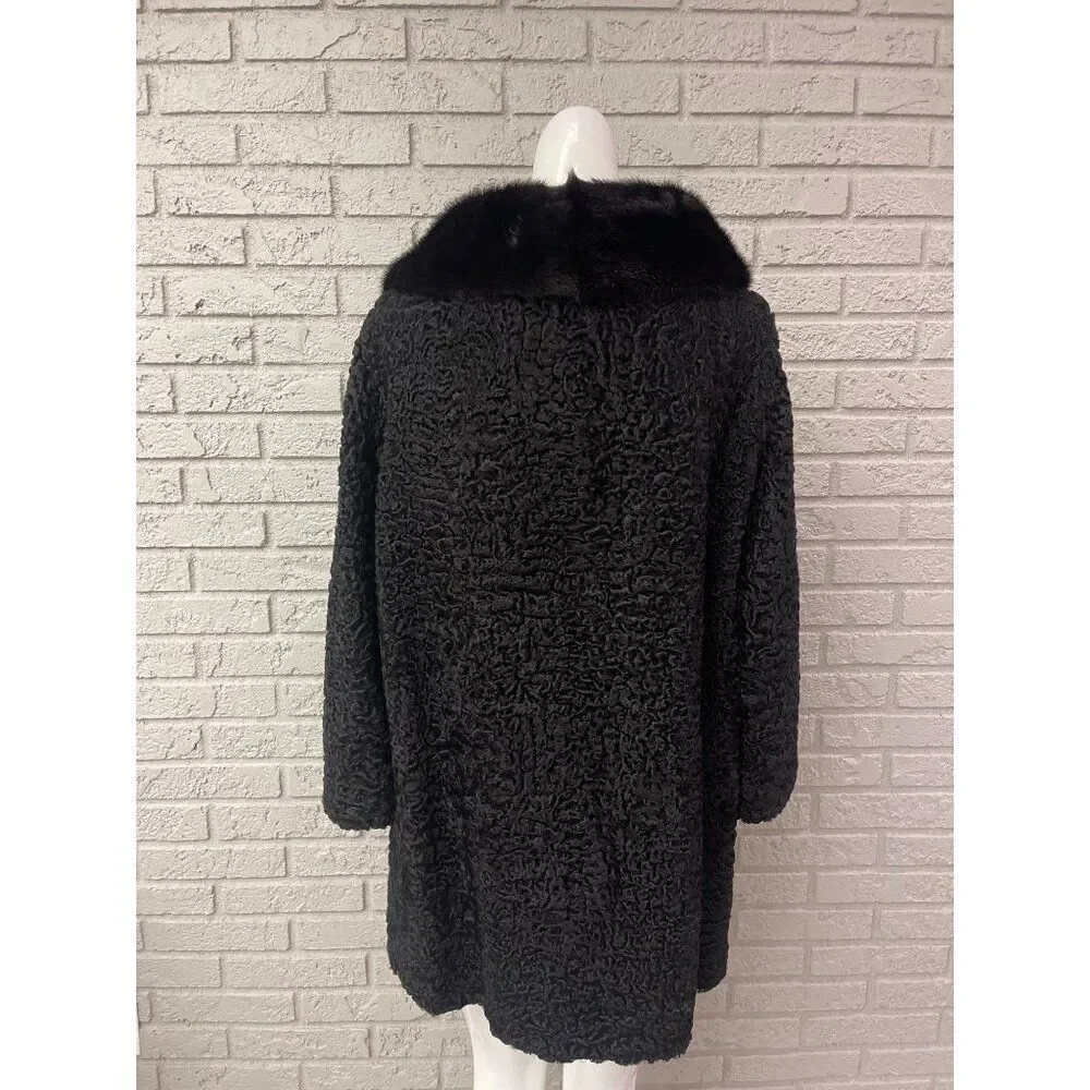 N.L Kaplan Women’s Black Persian Lambswool & Fur Bolero jacket Size M